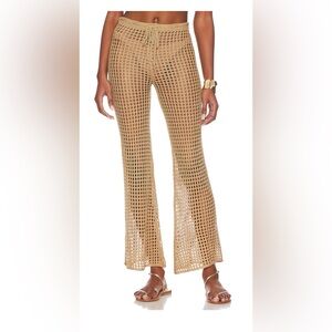UNWORN SUPERDOWN ELEKTRA CROCHET PANTS IN NUDE- SIZE L- TIE DRAWSTRING WAIST